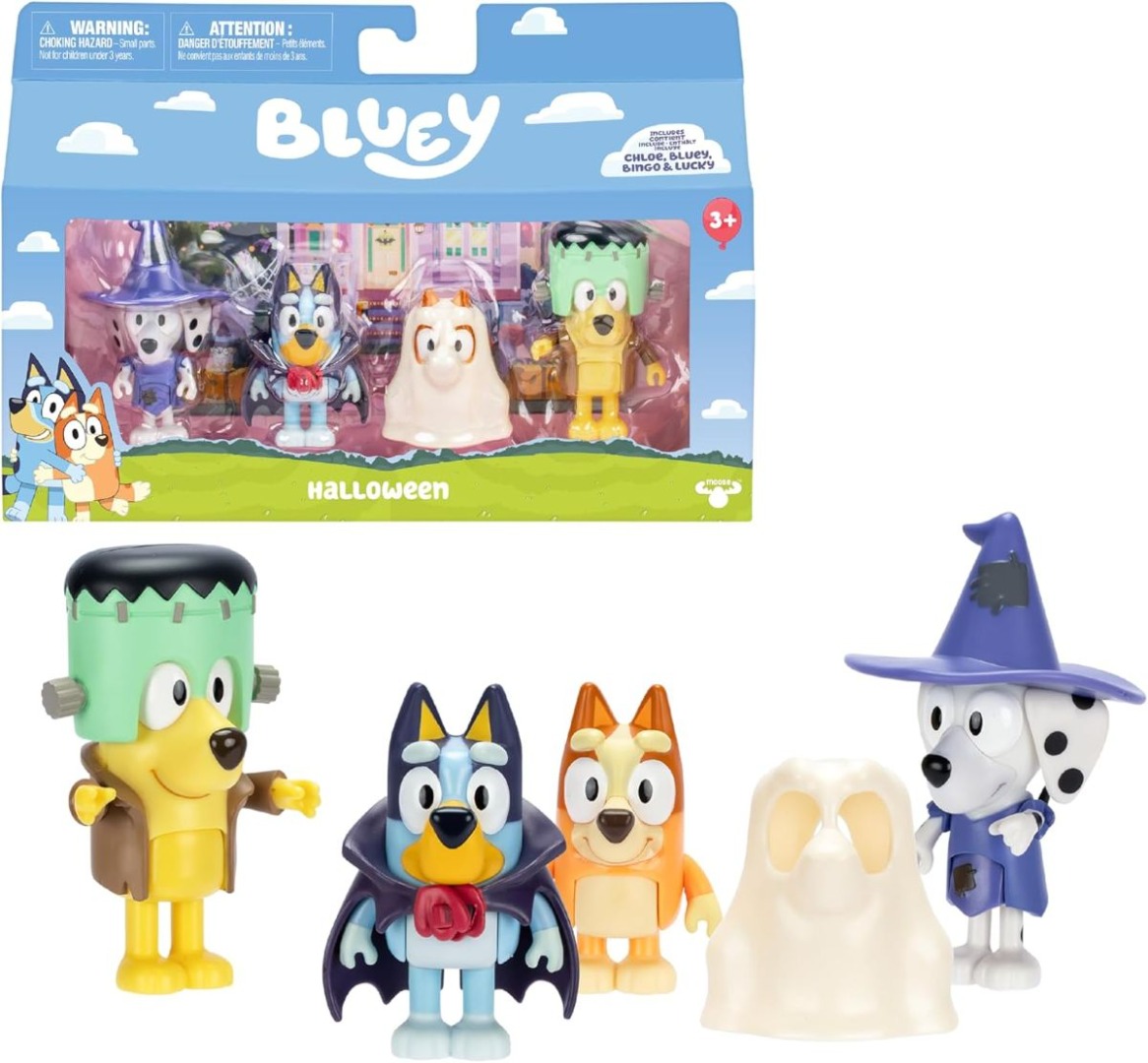 Bluey pack 4 figuras Halloween de Famosa