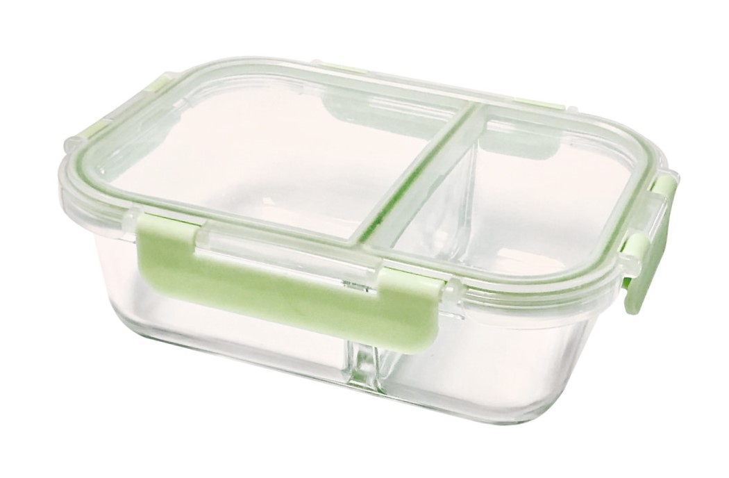 Recipiente hermético de cristal doble compartimento para micro ondas y horno - 600 ml