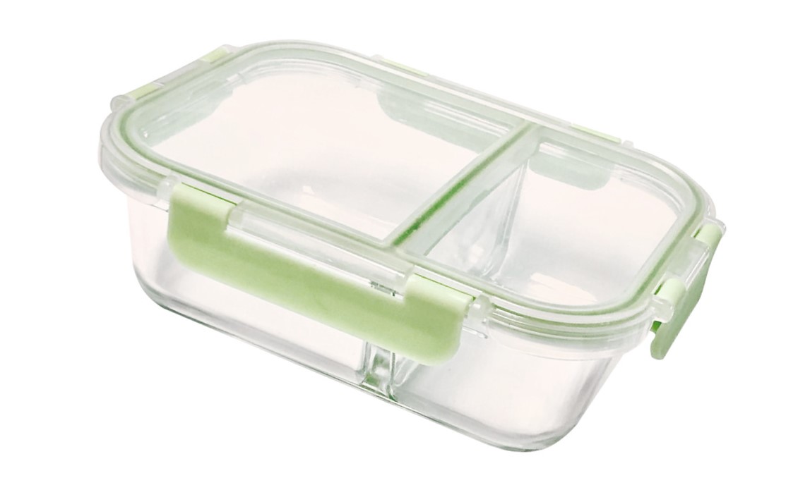 Recipiente hermético de cristal doble compartimento para micro-ondas y horno - 860 ml