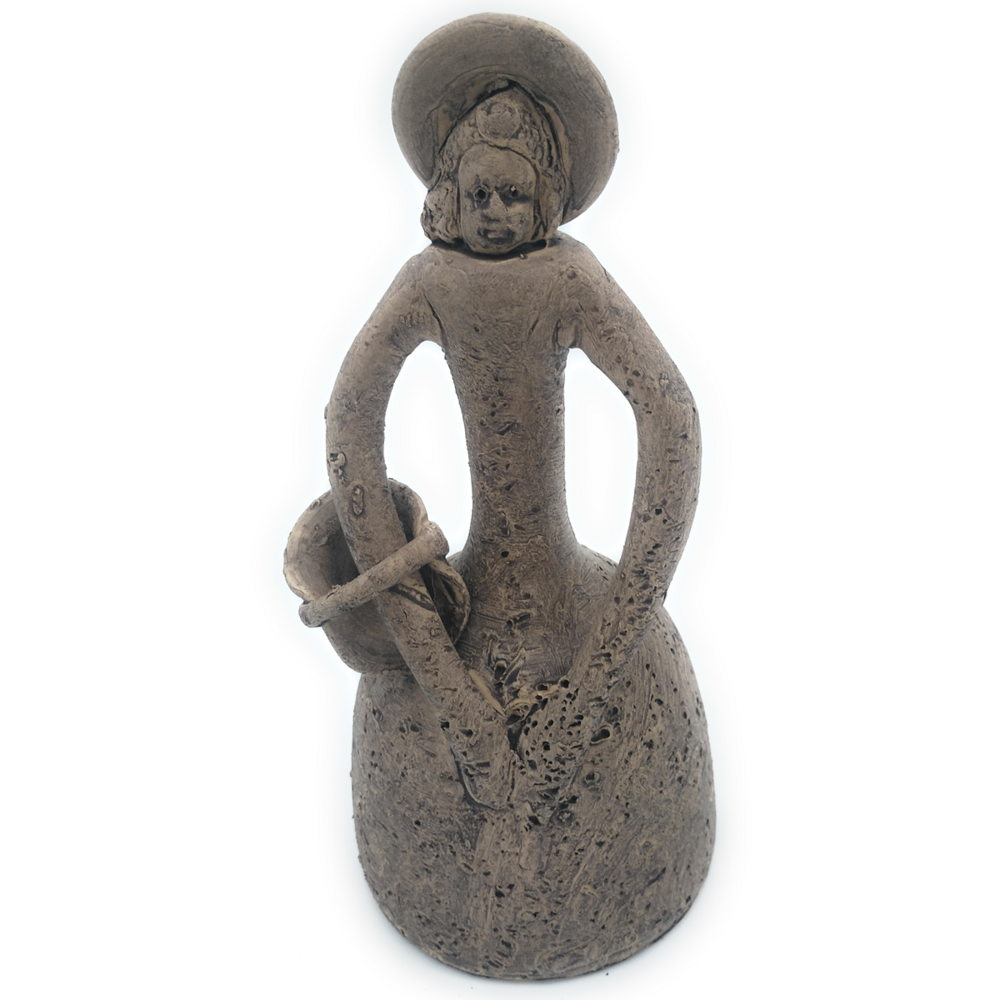 Alfarería Zabala Campanita cesta de barro rústico 17cm x 7cm