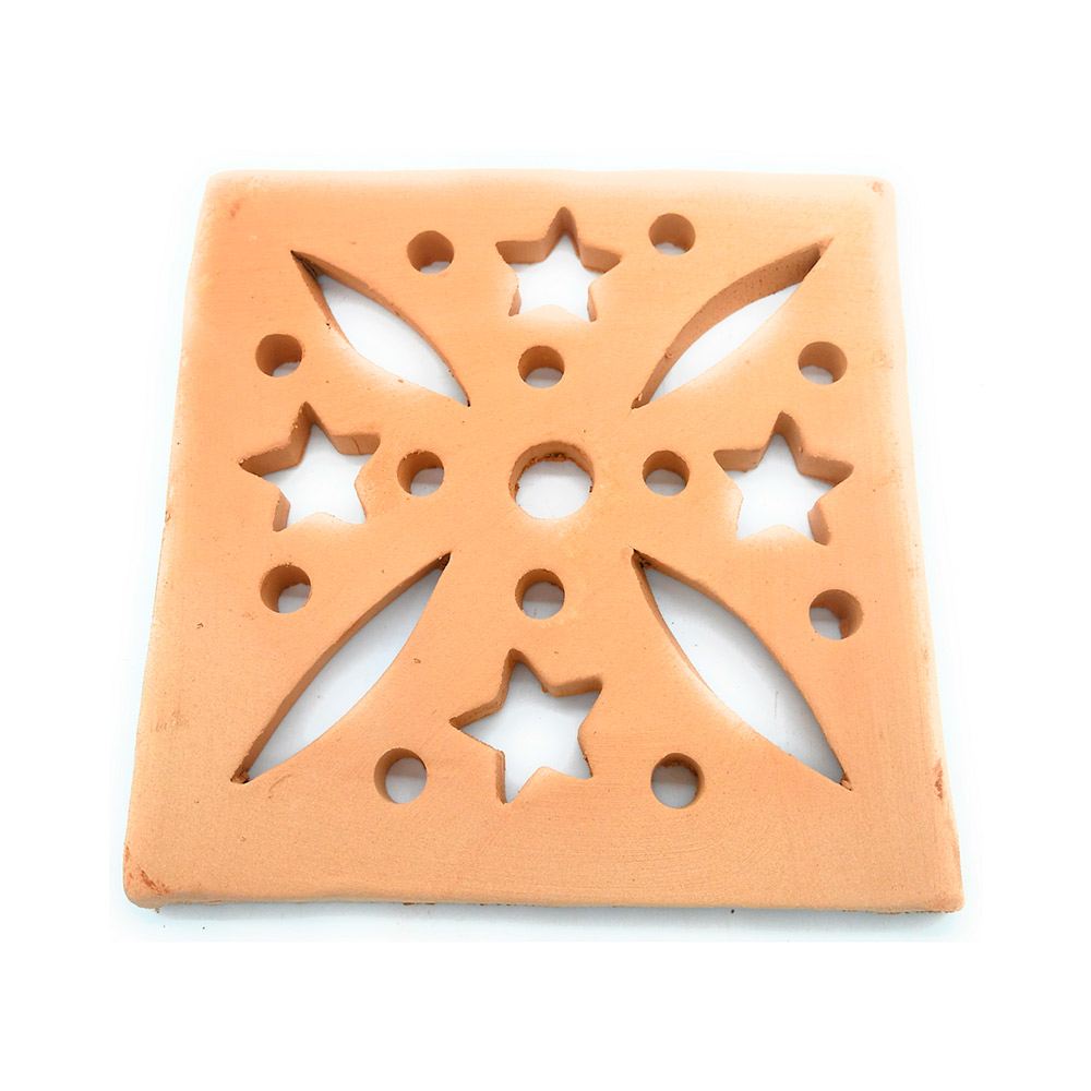 Rejilla de barro cuadrada 100% hecha a mano 18 x 18cm