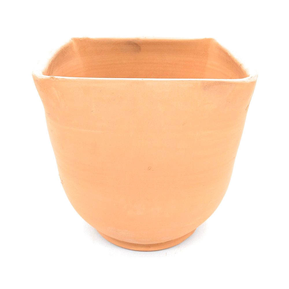 Maceta de barro natural cuadrada exterior e interior