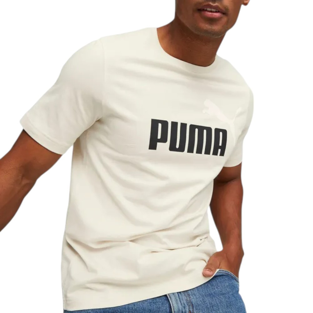 Imagen CAMISETA PUMA ESSENTIALS+ 2 COLOR LOGO BEIGE ALPINE SNOW 586759-87 HOMBRE