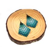miniatura Pendientes de macramé con degradado azul