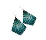 miniatura Pendientes de macramé con degradado azul