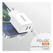 miniatura Cargador USB-C 25W PD+QC con Cable Lightning | Alta Velocidad y Seguridad