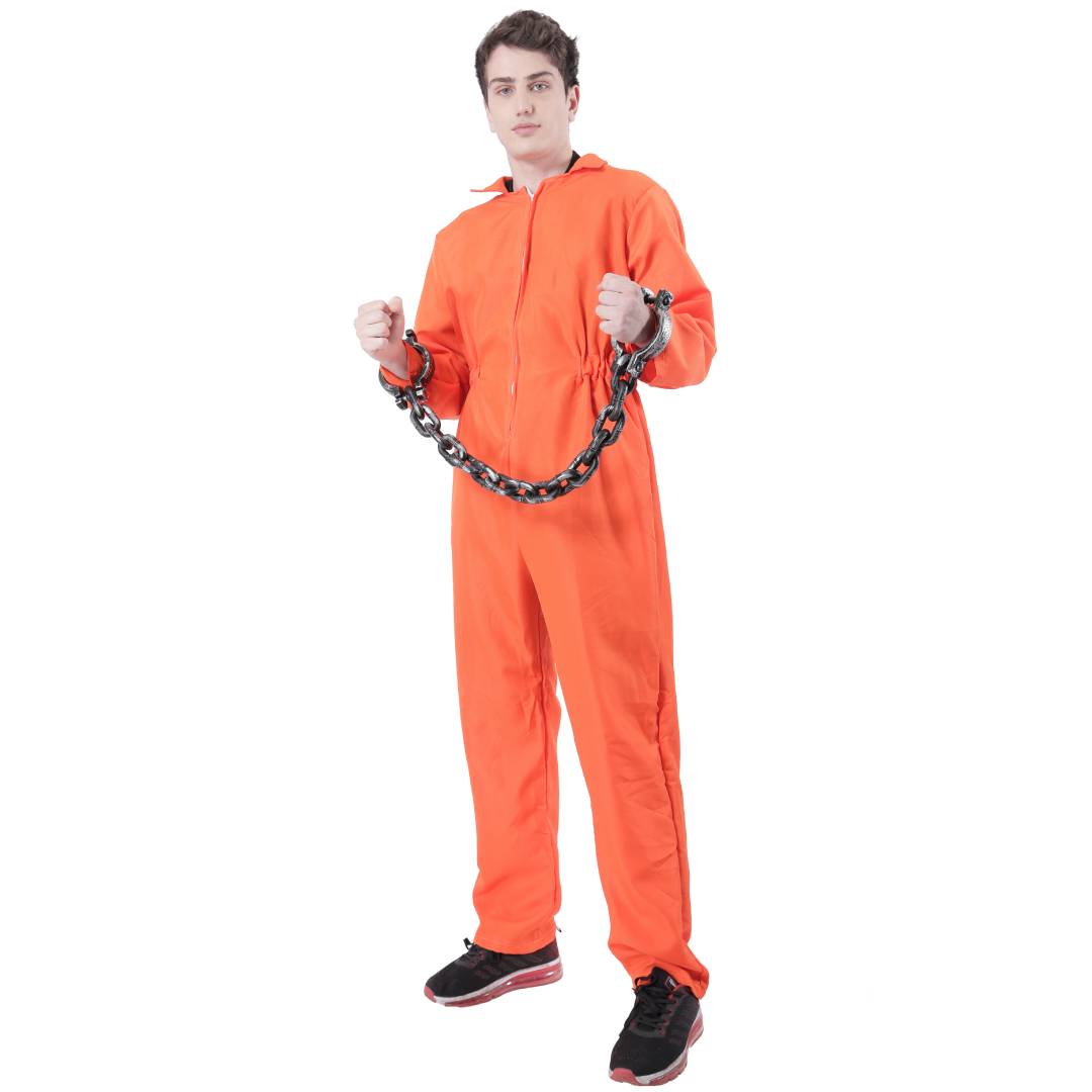Disfraz Prisionero Naranja Adulto con Grilletes 1