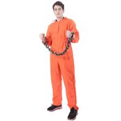 miniatura Disfraz Prisionero Naranja Adulto con Grilletes 1