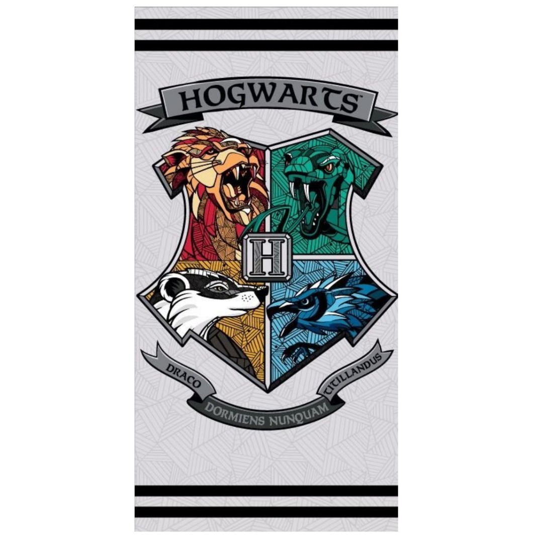 Toalla Playa o Piscina Microfibra Harry Potter Escudo Hogwarts 140x70cm 1