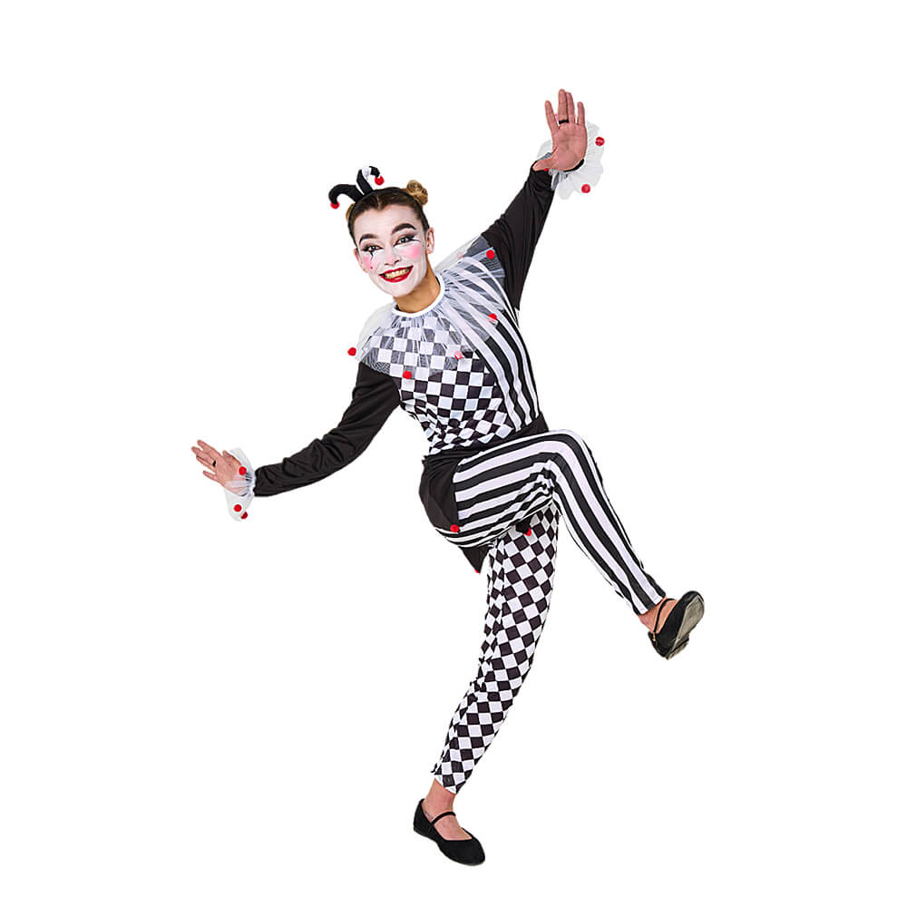 Disfraz de Arlequín Blanco y Negro Mujer Adulto 1