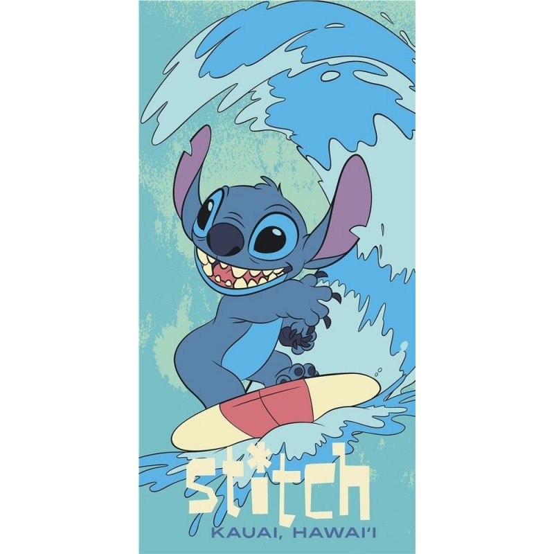 Toalla Playa o Piscina Microfibra Disney Lilo y Stitch con Tabla Surf 140x70cm