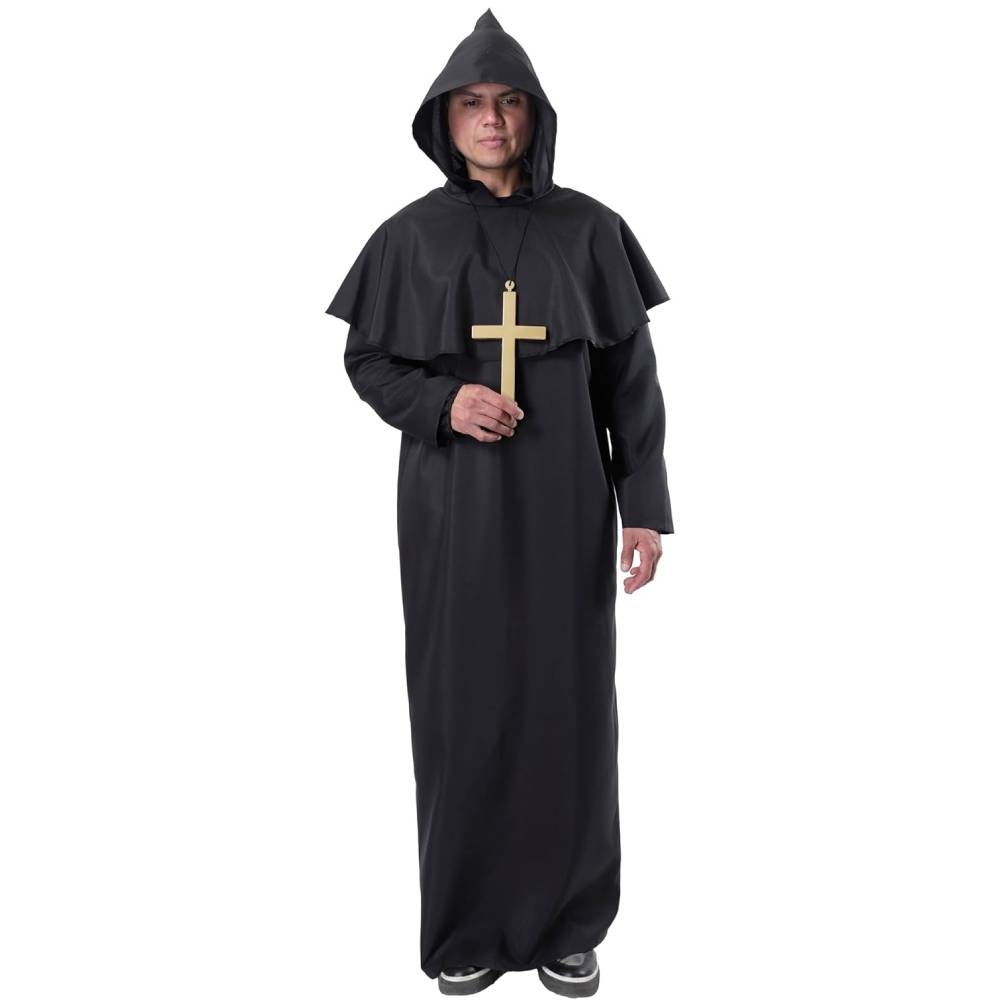 Disfraz Monje Sacerdote Túnica Negra Adulto 1