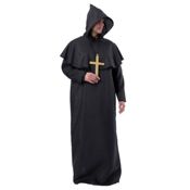 miniatura Disfraz Monje Sacerdote Túnica Negra Adulto 2