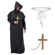 miniatura Disfraz Monje Sacerdote Túnica Negra Adulto 3