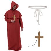 miniatura Disfraz Monje Sacerdote Túnica Roja Adulto 3