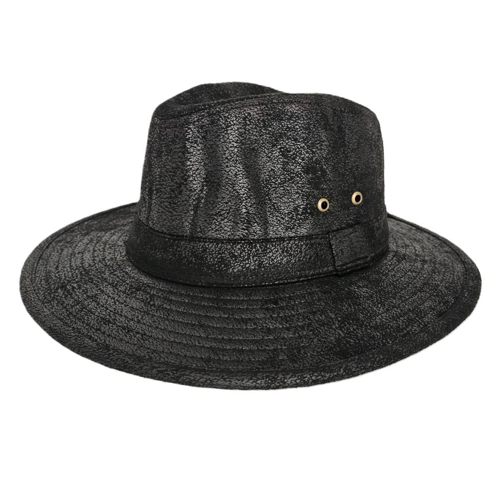 Sombrero Fedora Sintético Negro Desgastado Unisex Adulto 1