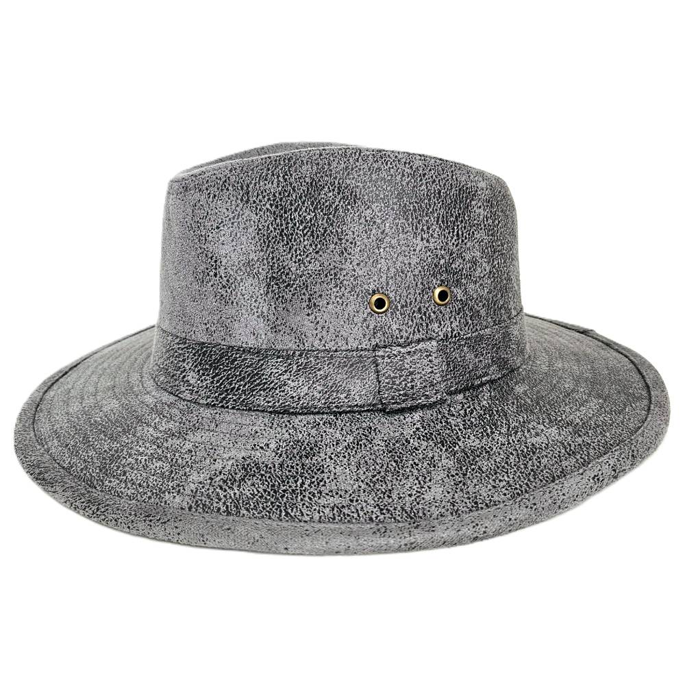 Sombrero Fedora Sintético Gris Desgastado Unisex Adulto 1