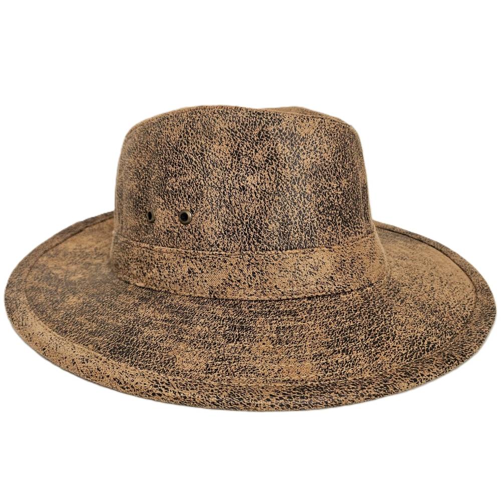 Sombrero Fedora Sintético Beige Desgastado Unisex Adulto 1