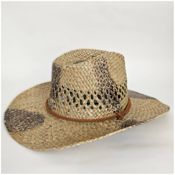 miniatura Sombrero Paja Natural Unisex Estampado Serpiente 03