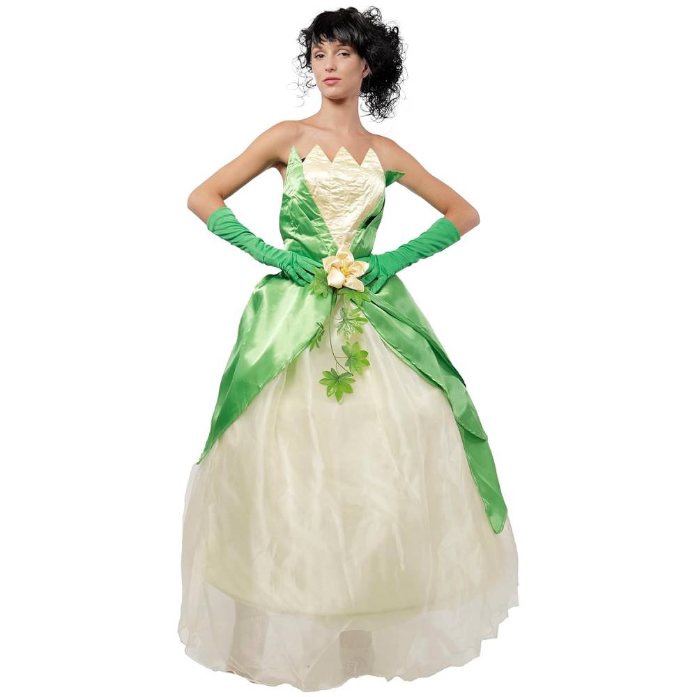 Disfraz Princesa Rana Tiana Vestido Verde Reina Hada Adulto 1