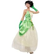 miniatura Disfraz Princesa Rana Tiana Vestido Verde Reina Hada Adulto 4