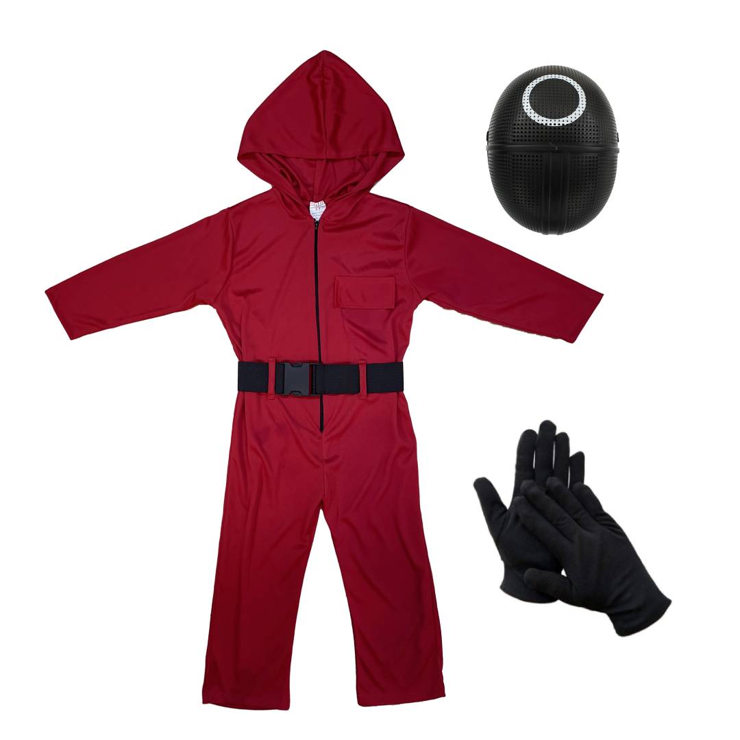 Disfraz Mono Rojo Soldado con Máscara Círculo de El Juego del Calamar Infantil 1