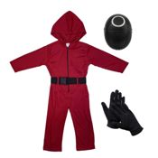 miniatura Disfraz Mono Rojo Soldado con Máscara Círculo de El Juego del Calamar Infantil 1