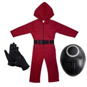 miniatura Disfraz Mono Rojo Soldado con Máscara Círculo de El Juego del Calamar Adulto 1