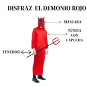miniatura Disfraz Diablo Túnica Roja con Máscara y Tridente Adulto 4