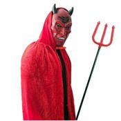 miniatura Disfraz Diablo Capa Roja Terciopelo con Máscara y Tridente Adulto 3