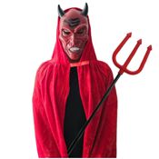 miniatura Disfraz Diablo Capa Roja Terciopelo con Máscara y Tridente Adulto 2