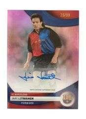 miniatura Jari Litmanen Autógrafo Original 20 / 99 FC Barcelona Team Set Topp 2023 2024 1