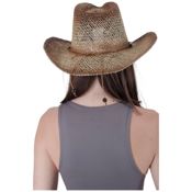miniatura Sombrero Vaquero Paja Rústica Unisex Marrón Cowboy Desgastado 2