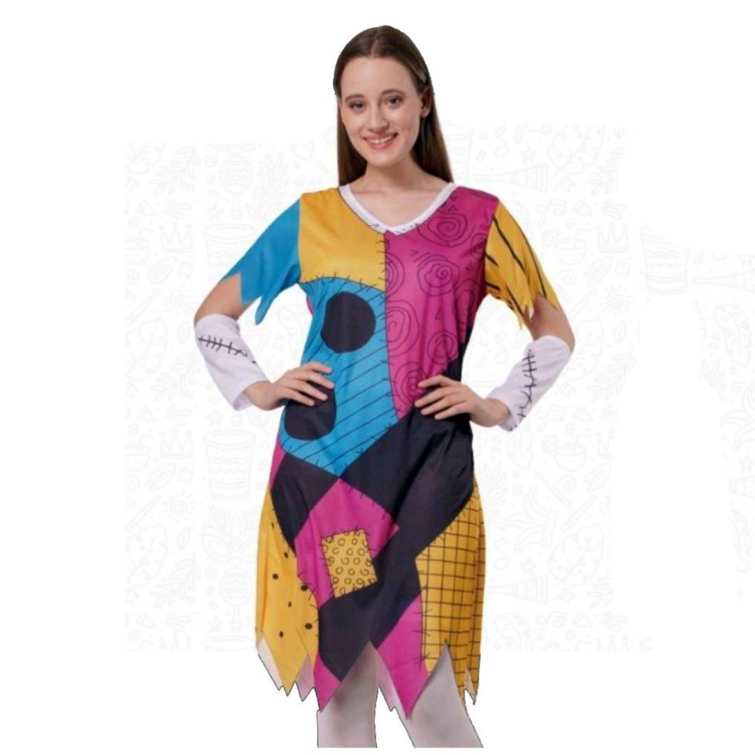 Disfraz Muñeca Remendada Sally Pesadilla Vestido Patchwork