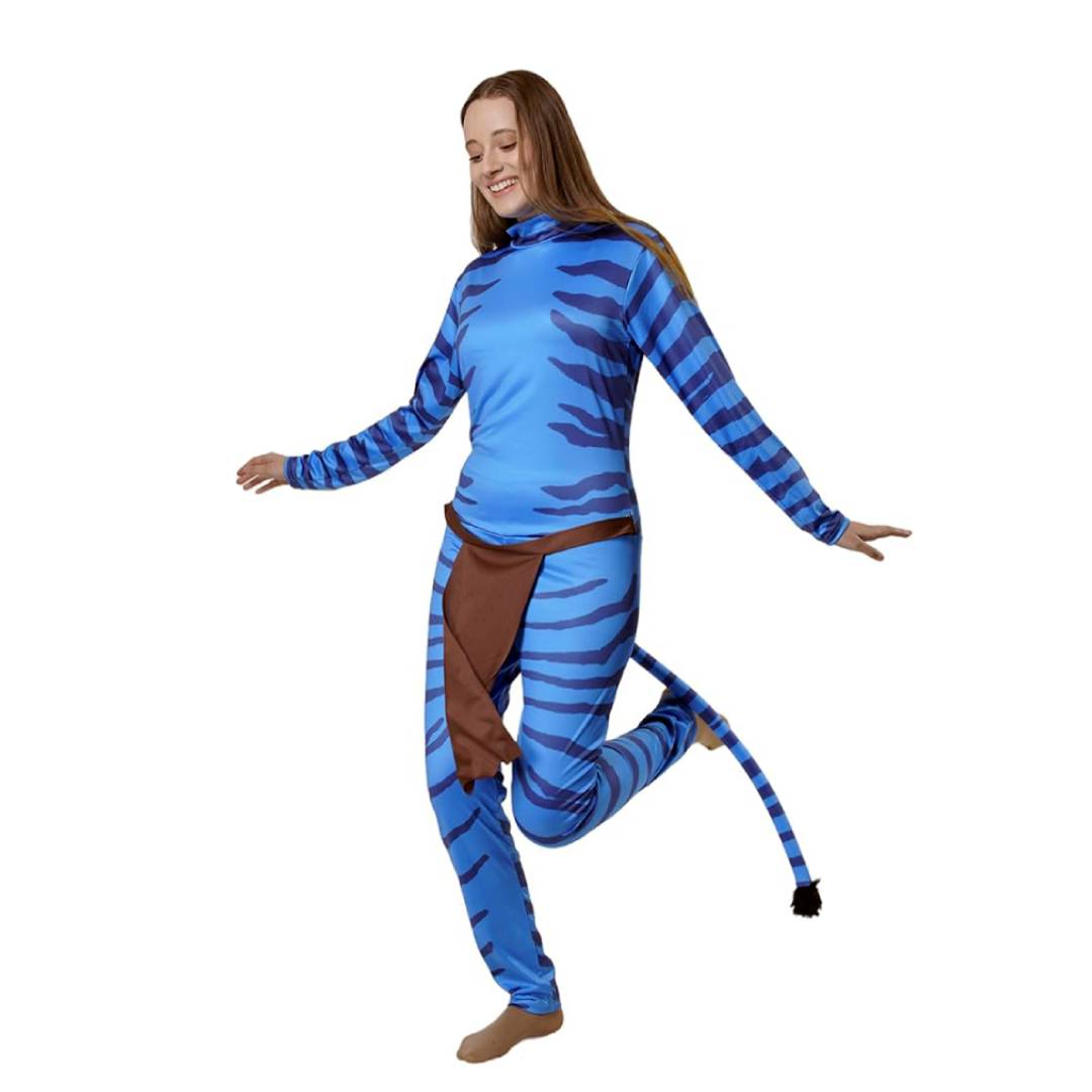 Disfraz Avatar Mujer Adulto Mono Enterizo Guerrero Azul Tribu Na'vi Pandora