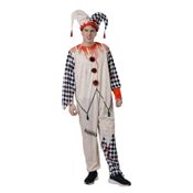 miniatura Disfraz Bufón Terror Hombre Adulto Mono de Arlequín Sangriento con Gorro