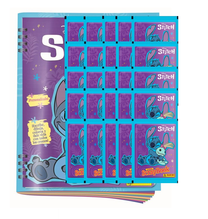 Stitch Album vacío sin sobres ni cartas + 25 sobres Stitch Super Scrap Book 2025 Stitch Disney Panini