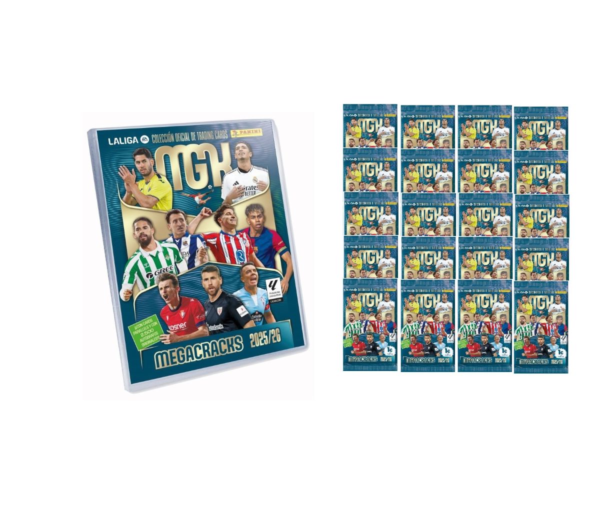 Megacracks 2025 2026 Archivador vacío sin cartas ni sobres + 20 sobres MGK Panini