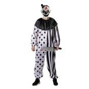 miniatura Disfraz Payaso Terror con Mascara Látex Hombre Mono Enterizo Blanco y Negro