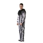 miniatura El mono combina de forma llamativa rayas y lunares en blanco y negro, con un cuello de volantes clás