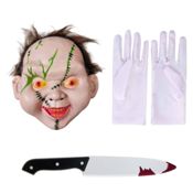 miniatura  La máscara de alta calidad, combinada con el cuchillo falso y los guantes,