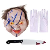 miniatura el universo del terror con nuestro set de disfraz de Chucky, el muñeco diabólico. 