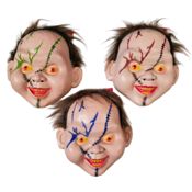 miniatura Set 3 Máscaras Chucky con pelo Muñeco Diabólico PVC - Azul Marrón y Verde