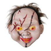 miniatura máscara replica fielmente el rostro desfigurado del muñeco diabólico.