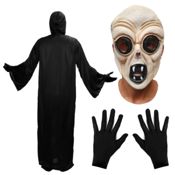 miniatura Disfraz de Extraterrestre hombre adulto - Máscara de Látex, Túnica y Guantes