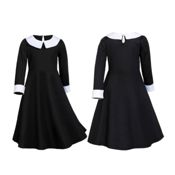 miniatura Vestido Clásico de Miércoles Addams. Disfraz para Halloween y Fiestas de Terror Tallas Adulto.