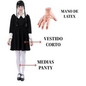 miniatura Pack de Accesorios de Miércoles Addams Medias y Mano de Látex. Película de Terror