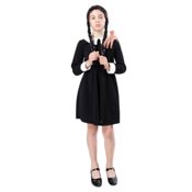 miniatura Disfraz Merlina Miércoles Addams con Mano de Látex Vestido Gótico Niñas