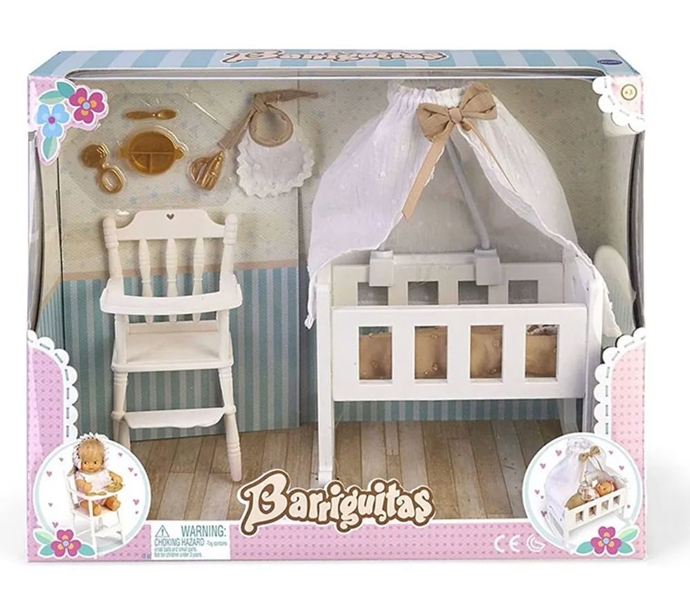 Barriguitas Muñecas Barriguitas set de Cuna, Sillita Trona - Famosa