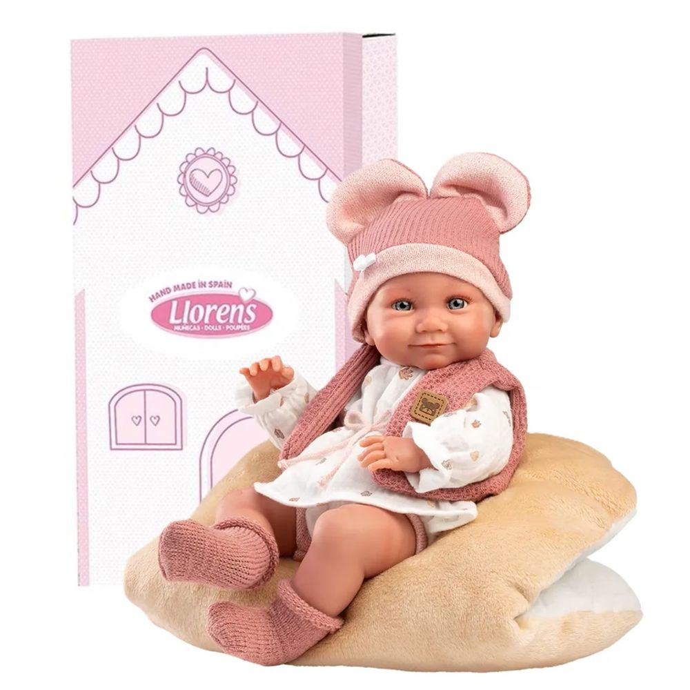 Llorens Muñeca Bebé Recién Nacida Laura con cojín Newborn - Cuerpo de Vinyl -  Llorens